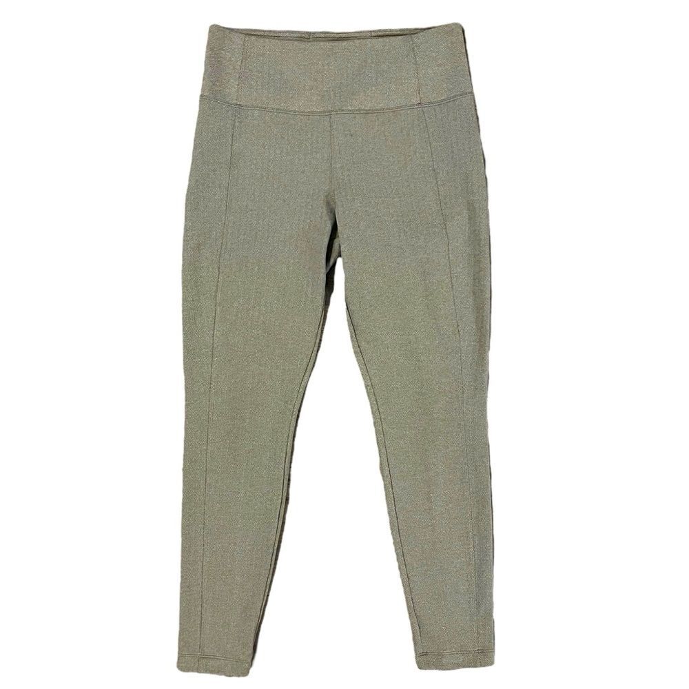 Athleta Delaney Herringbone Tight Leggings Taupe Pull On Pants Womens Medium